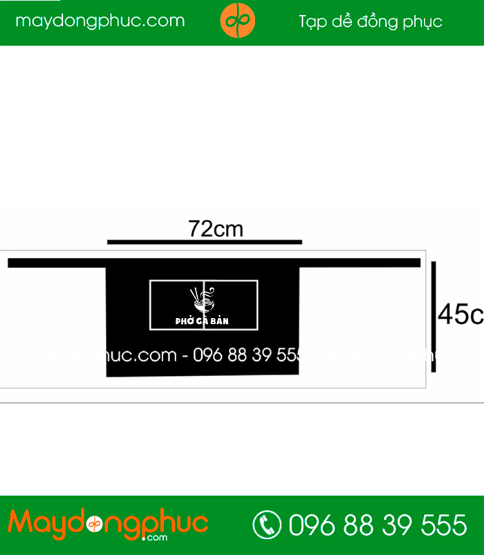 May tạp dề dáng ngắn màu đen Quán Phở gà bán | May tap de dong phuc