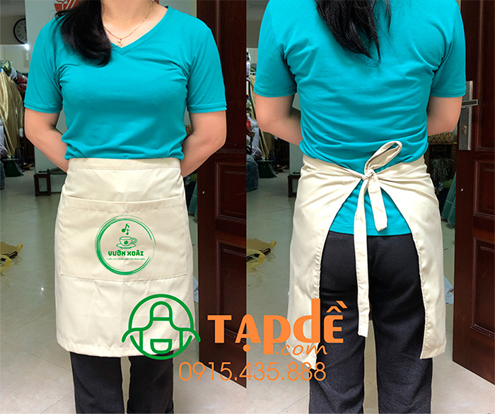 May tạp dề dáng ngắn Quán Cafe Vườn Xoài | May tap de dong phuc