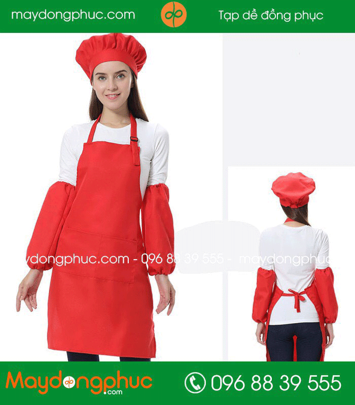 May tạp dề đồng phục màu cam | May tap de dong phuc