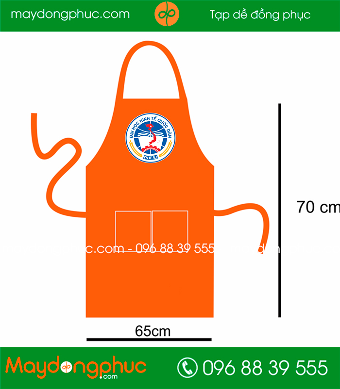May tạp dề màu cam Trường Đại học kinh tế Quốc dân | May tap de dong phuc