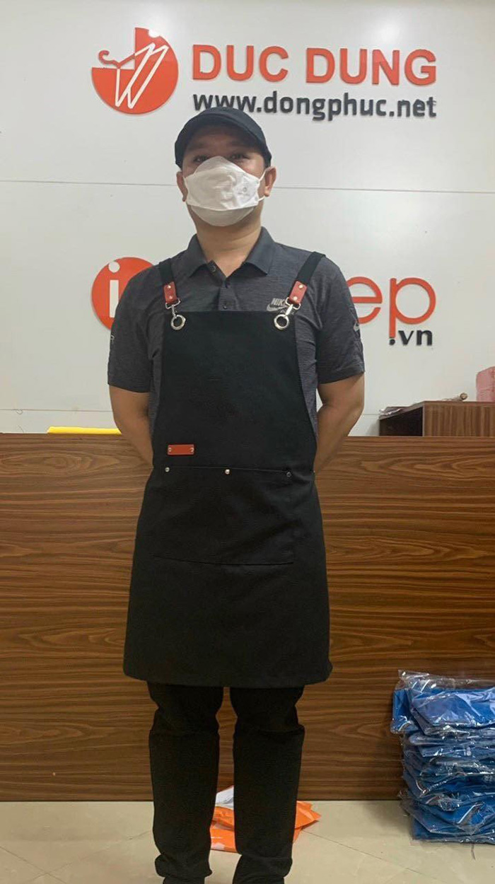 May tạp dề mẫu mới màu đen | May  tap de dong phuc