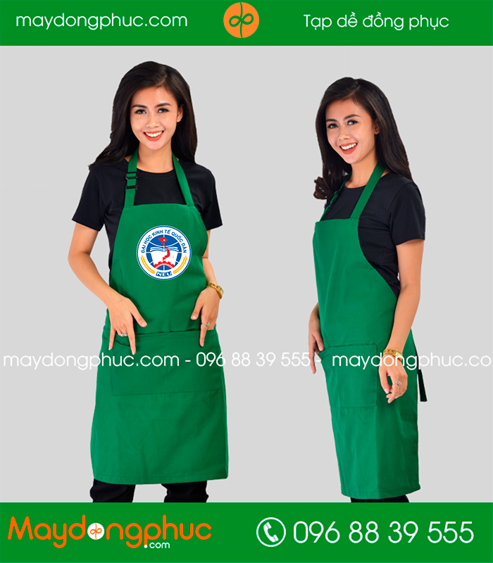 May tạp dề màu xanh lá cây Trường đại học Kinh tế quốc dân | May tap de dong phuc