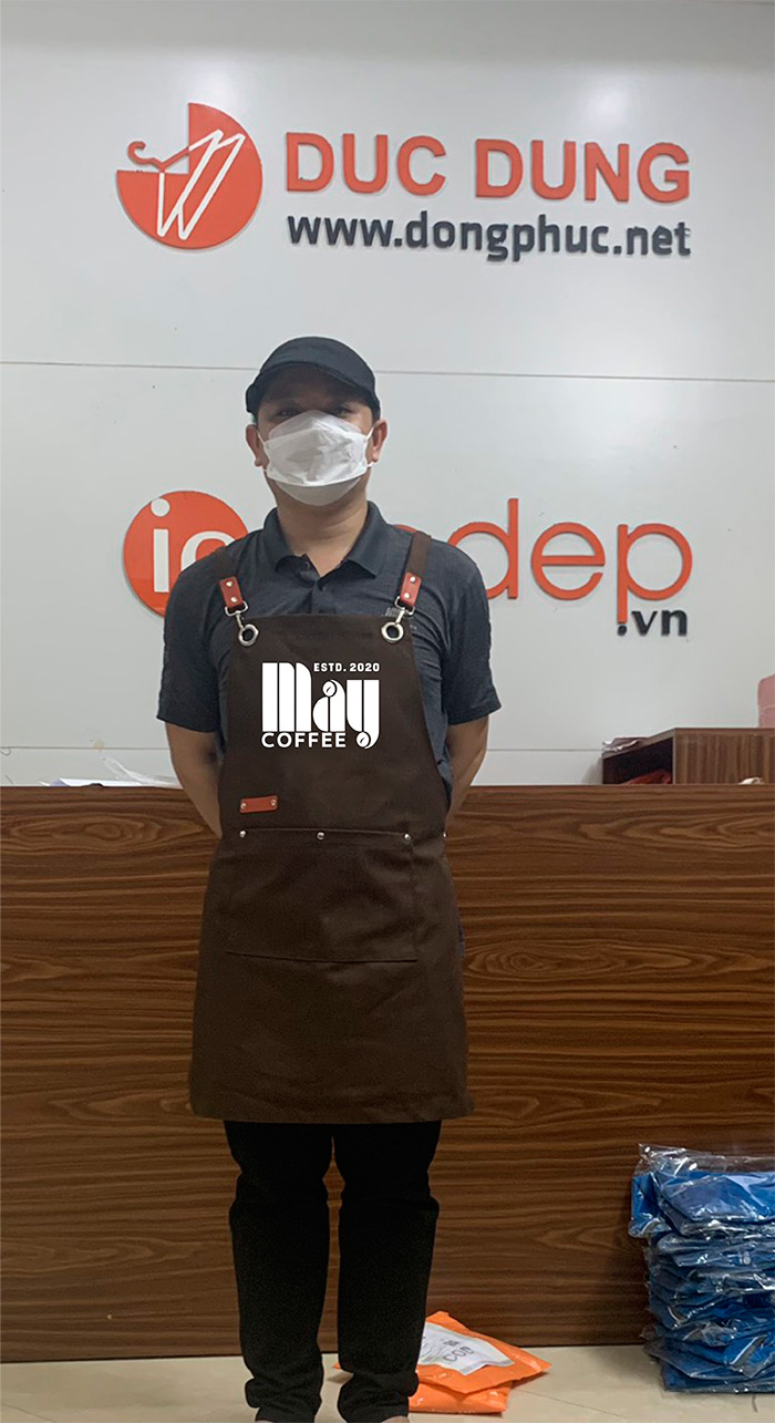 May tạp dề Quán May Coffee ESTD 2020 | May tap de dong phuc