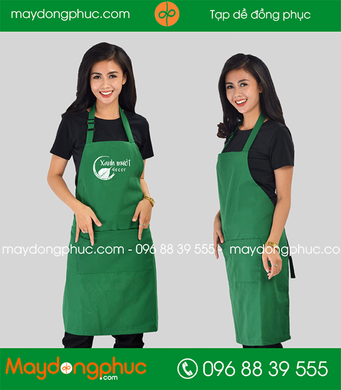 May tạp dề Quán Xanh mướt Decor | May tap de dong phuc
