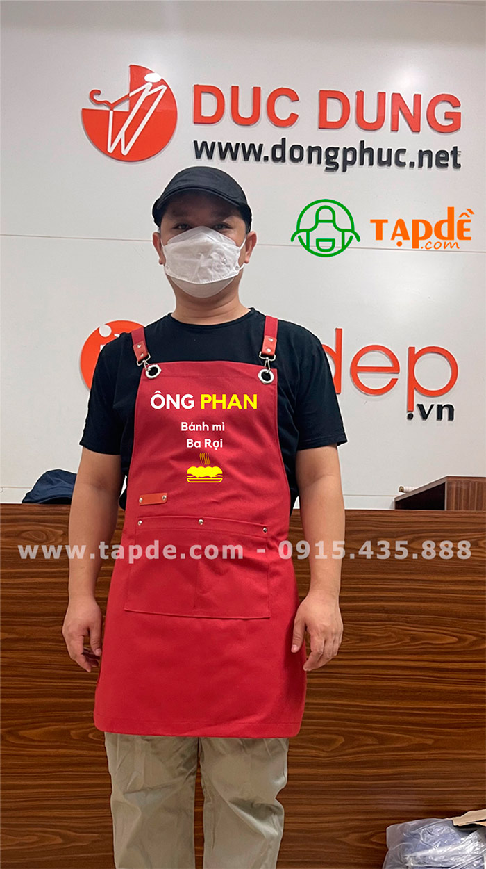 May tạp dề Tiệm Bánh mì ba rọi Ông Phan | May tap de dong phuc