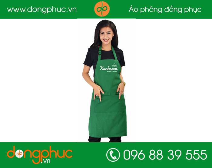 May tạp dề cửa hàng Xanh Sam | May tap de
