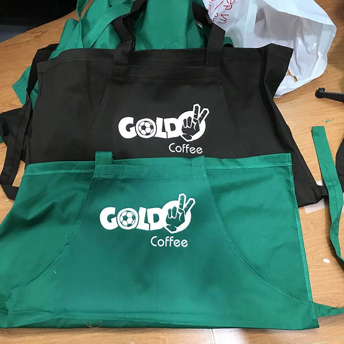 May tạp dề Quán Gold Coffee | May tap de dong phuc