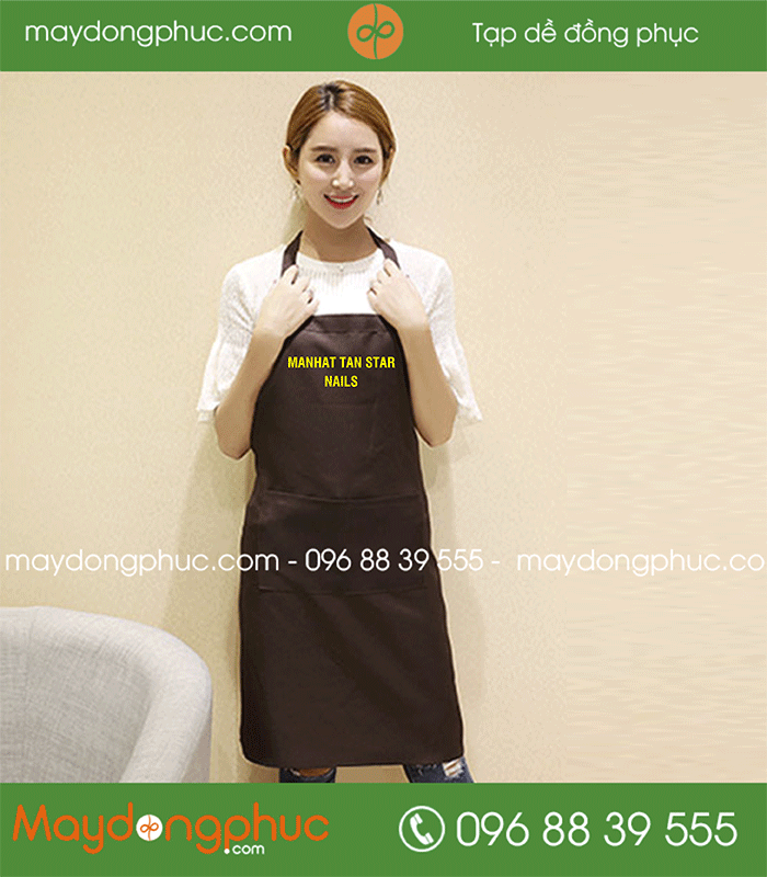 May tạp dề Quán nails Manhat Tan Star | May tap de dong phuc