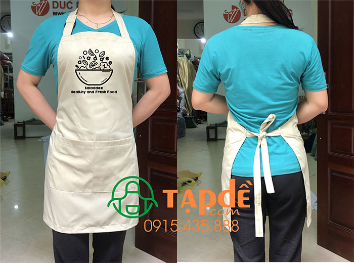 May tạp dề quán Saladdee | May tap de dong phuc