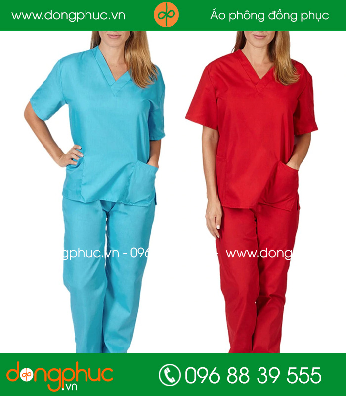 đồng phục y tá - Bác sĩ màu xanh đỏ