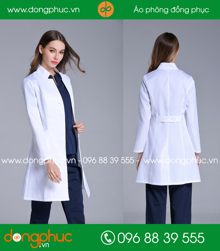Áo blouse đồng phục y tá - Bác sĩ màu trắng quần tím than