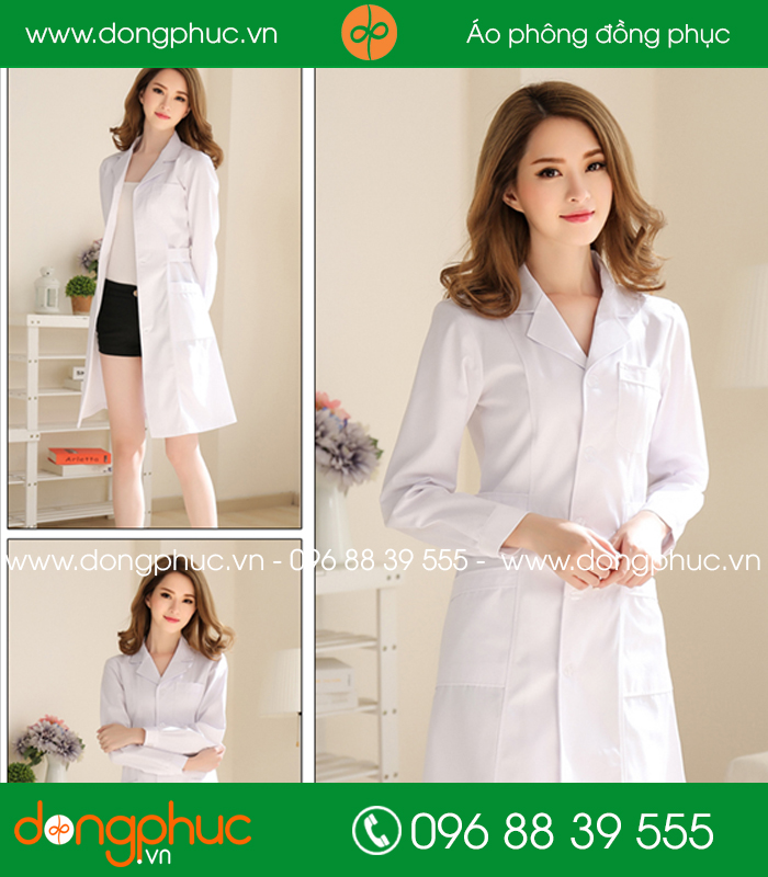 Áo blouse đồng phục y tá - Bác sĩ màu trắng quần đen